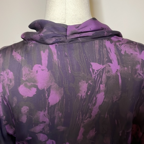 💜SPORTSCRAFT Sz8 motley purple 3/4 sleeve top w neck tie detailing - Picture 6 of 10